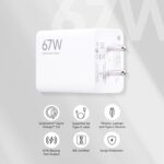 Mi Xiaomi Original 67W Fast Charger Combo | QC 4.0+ | PD 3.0 | USB Type-C 6A Cable Included | White - Image 7