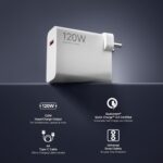 Mi Xiaomi Original 120W HyperCharge Adapter | 6A Type-C Cable Included | Universal Fast Charging | White - Image 7