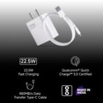 MI Xiaomi 22.5W Fast Charger | Quick Charge 3.0 & PD | USB-C Cable Included | White - Image 3