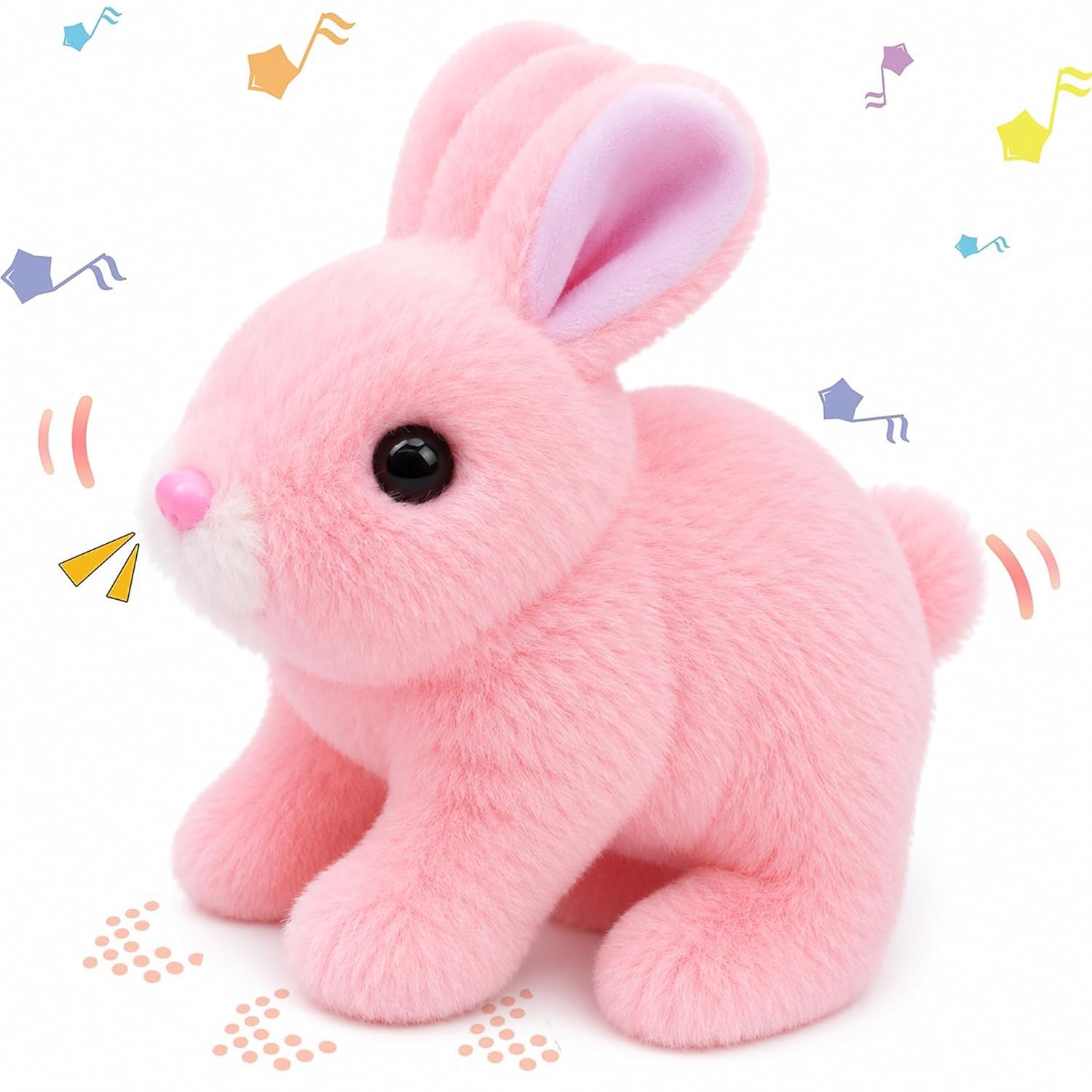 71XC6Bj8PGL._SL1500_ Electronic Bunny Toy for Kids | Hopping & Jumping Rabbit | Moving Ears, Nose & Tail | Soft Plush Toy - Image 1