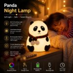 Cute Panda LED Night Lamp for Kids | Rechargeable Silicone Bedside Light | Touch Control | Warm White - Image 3