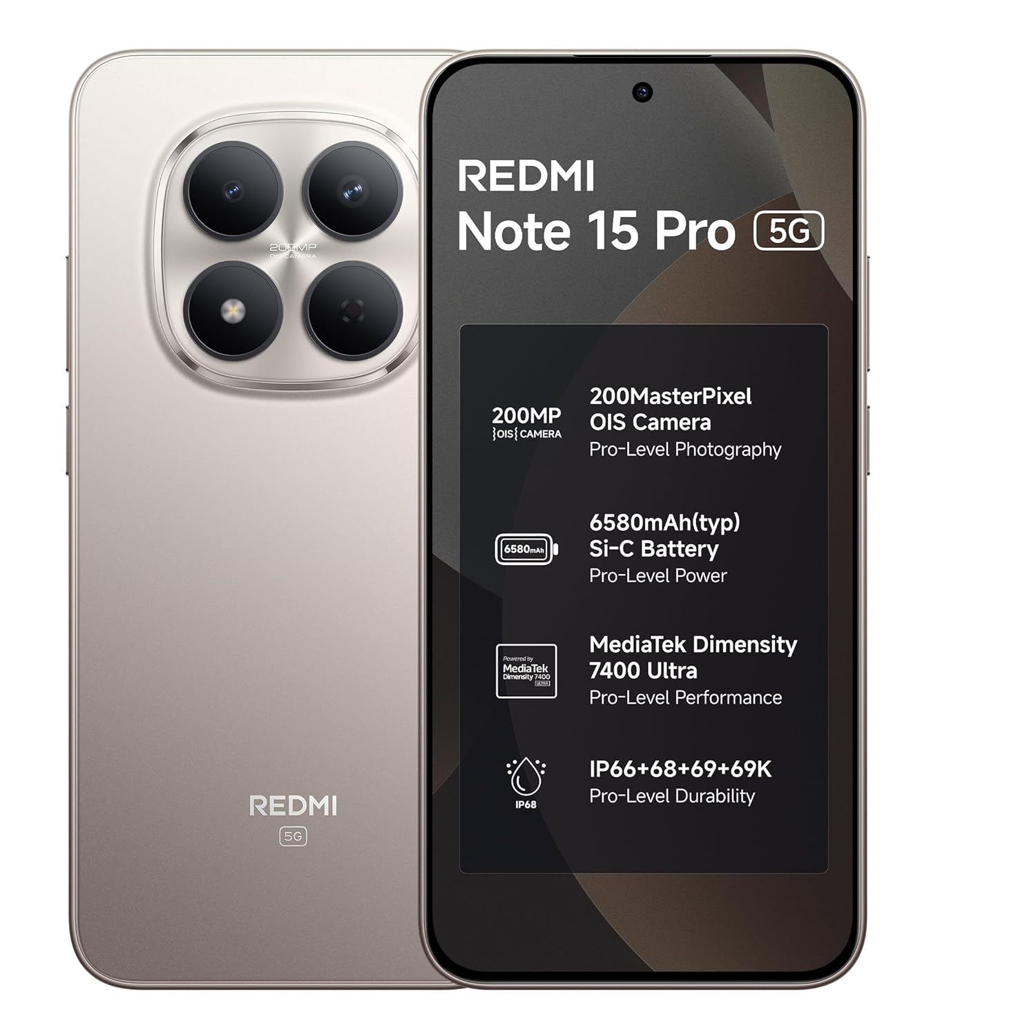 81UgjzCNSrL._SL1500_ REDMI Note 15 Pro 5G | 200MP OIS Camera | Dimensity 7400-Ultra | 1.5K CrystalRes AMOLED | 6580mAh Battery | IP69K - Image 1